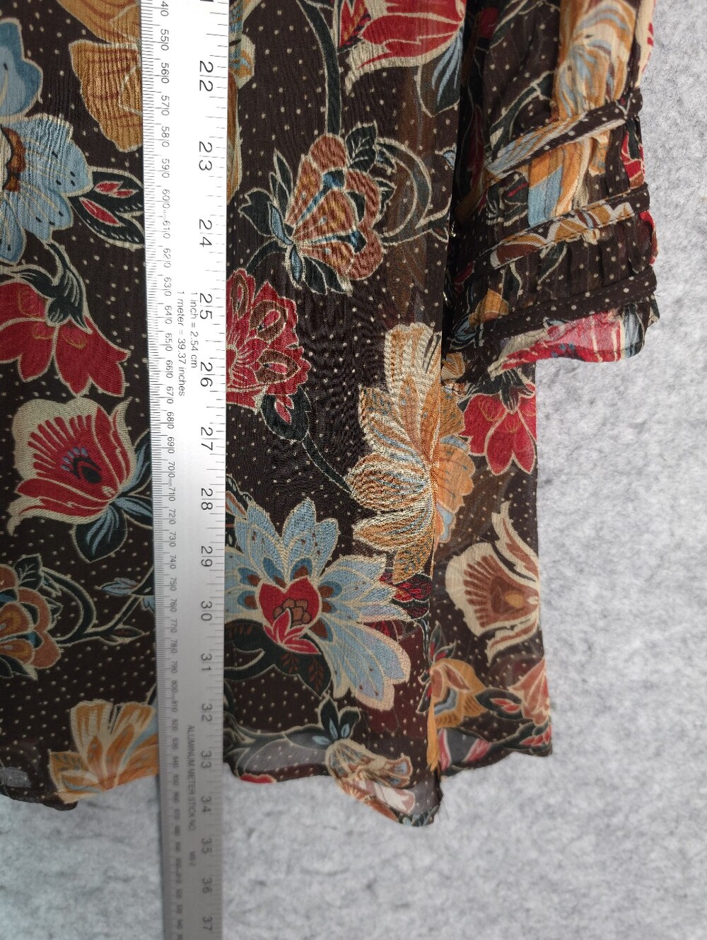 Sezane Black Floral Long-Sleeve Dress with Red and Yellow Blooms - Picture 11 of 13